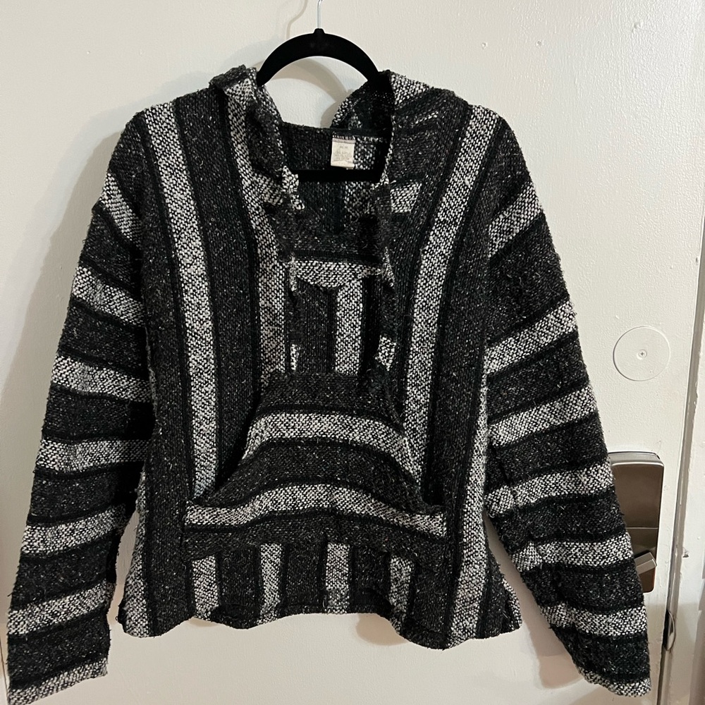 Black and white striped - Baja Hoodie